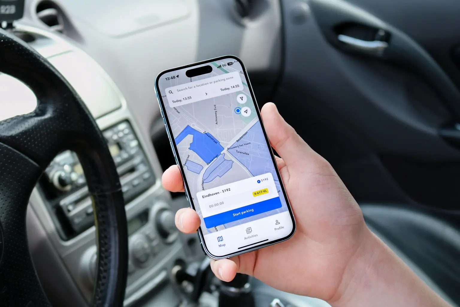 SimplePark app op telefoon